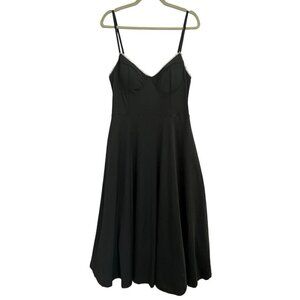 Fit & Flare Lace Black Midi Milkmaid Slip Dress L Goth Witchy Cottagecore Pirate